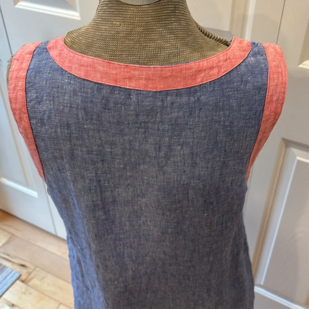 Sigrid Olsen Blue and Pink Linen Sleeveless Shift Dress - Picture 5 of 8